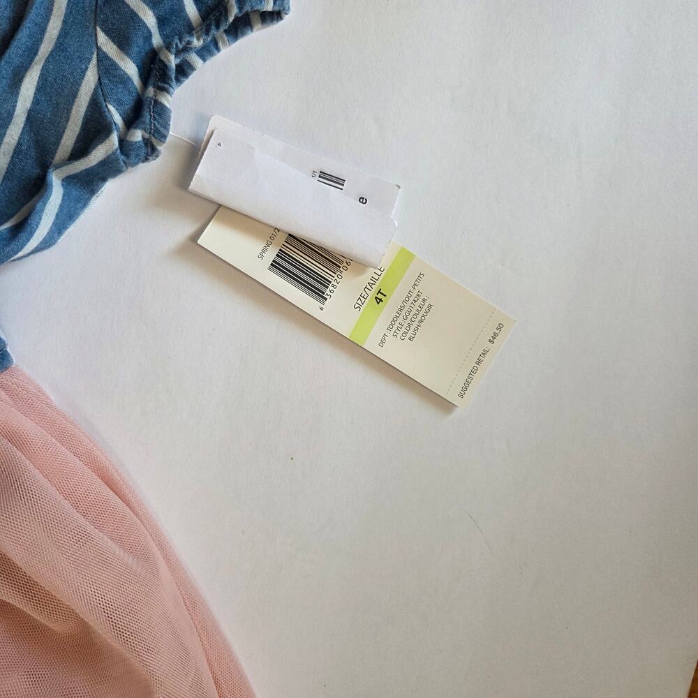 Guess Short Sleeve Denim Tulle Dress Size 4T - Picture 5 of 10